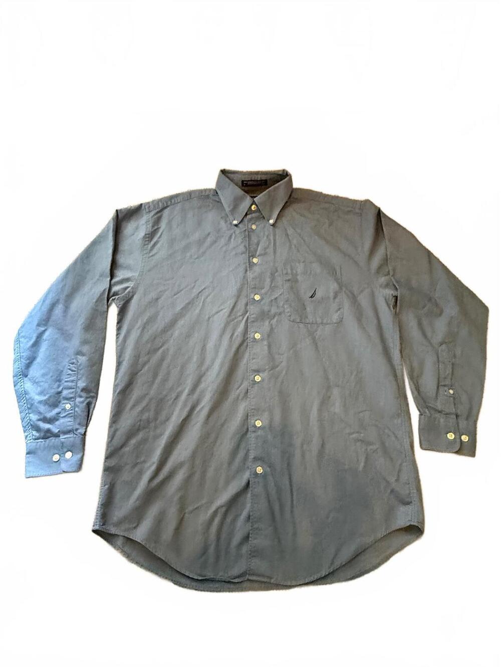 Nautica Vintage Oxford Shirt Mens 16 34/35 Blue Long Sleeve Button Down Cotton